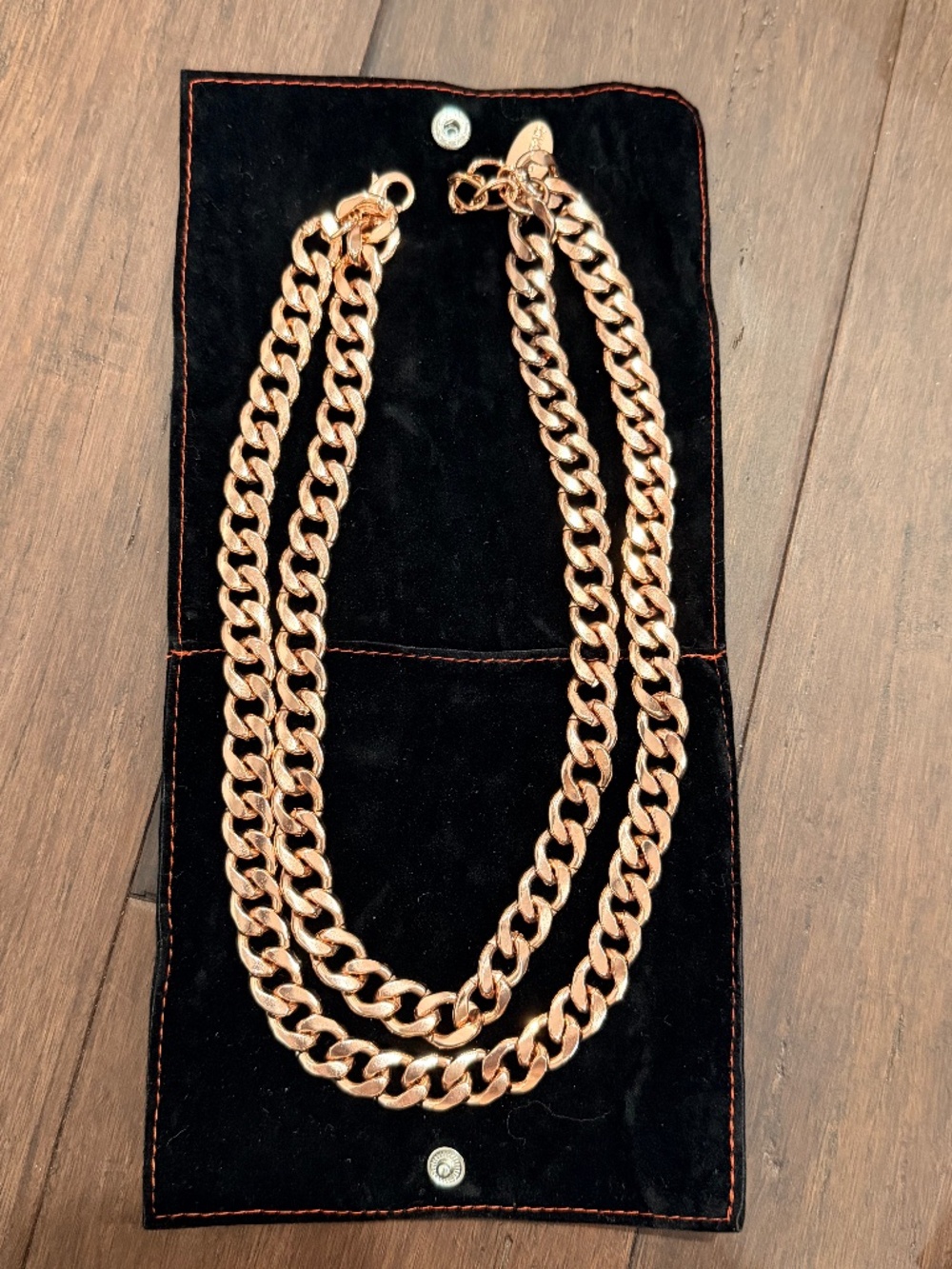 Baublebar Rose Gold Color Link Double Chain Flat Chunky Necklace